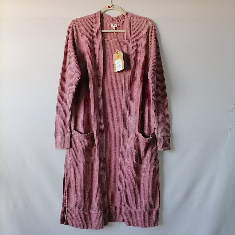 NWT True Craft Womens Rose Water Open Front Side Slit Duster Cardigan Size 0X
